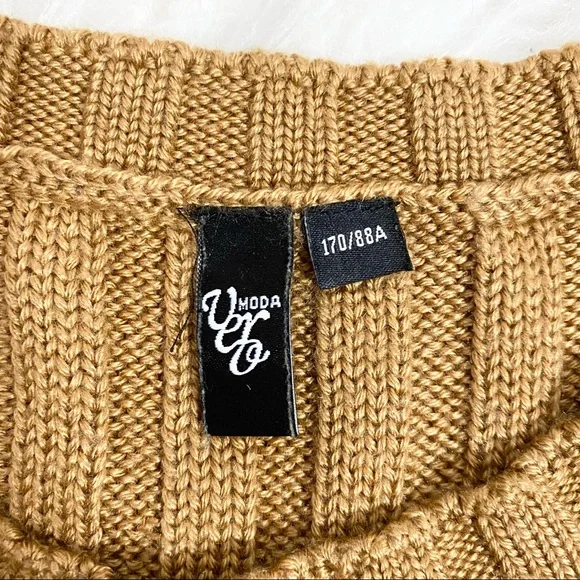 Tan Knitted Long Sleeve Sweater Dress - Picture 4 of 4